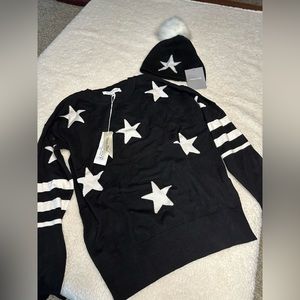 Workshop Republic Clothing black & white cashmere sweater + beanie